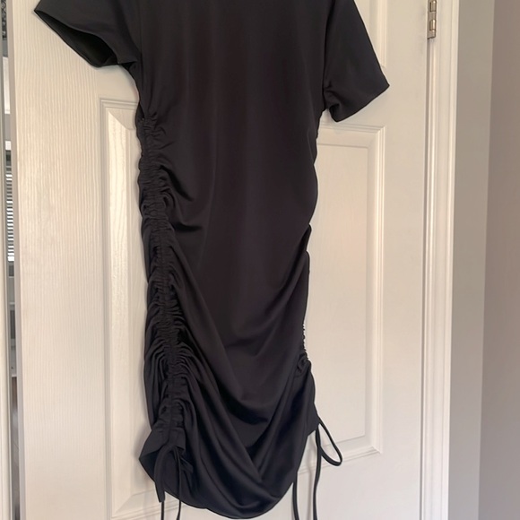 Drawstring Detail Stretch Navy Blue Dress - Picture 5 of 8